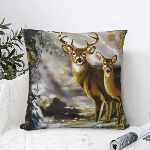 Vista 6 de SEAEAGLE Funda de almohada decorativa de doble cara con diseño de ciervo y camuflaje de árbol real para sofá