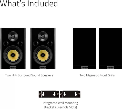 Vista 8 de Fluance Altavoces de sonido envolvente de 2 vías de alta fidelidad para escuchar estéreo de 2 canales o sistema de cine en casa, color negro Negro