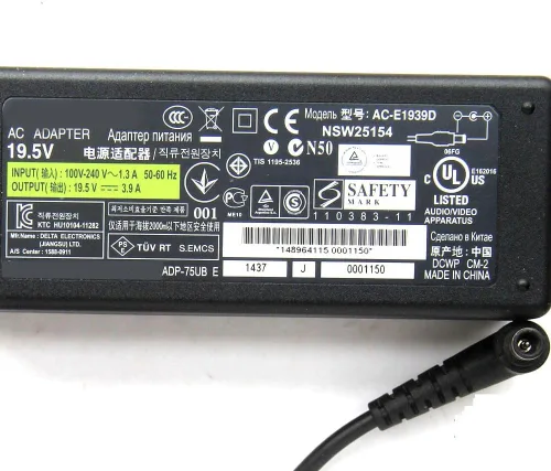 Vista 4 de Genuino nuevo 19.5 V 3.9 A 76 W OEM cargador de CA VGP-AC19V37 para Sony VGP-AC19V20 VGP-AC19V27