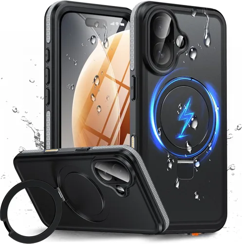 Vista 16 de Oterkin Funda magnética impermeable para iPhone Air con [protector de pantalla integrado] [soporte invisible] [compatible con MagSafe]