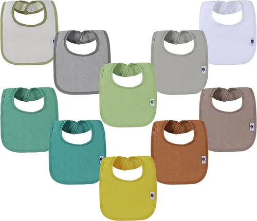 Vista 7 de SPINFOX Baberos impermeables para niñas, niños, babero unisex de algodón sólido de punto para bebés