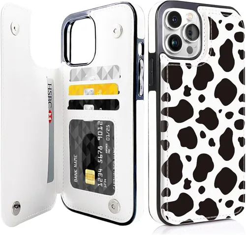 Vista 11 de Funda tipo cartera compatible con iPhone 13 Pro de 6.1 pulgadas con tarjetero, de piel sintética, con función atril, ranuras para tarjetas, doble