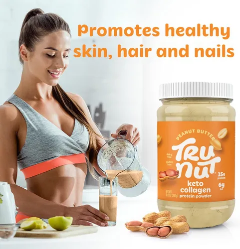 Vista 4 de Tru-Nut Proteína de colágeno Keto en polvo (mantequilla de maní, 10.6 onzas), proteína de colágeno en polvo de mantequilla de maní, ideal