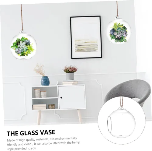 Vista 2 de BESTonZON 6 jarrones colgantes de terrario para plantas suculentas, macetas decorativas de interior, botellas ecológicas hidropónicas de vidrio