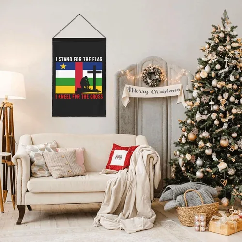 Vista 3 de I Stand For The Central African Republic Flag And I Kneel For The Cross Garden Flag 28"x40" Inch Double Sided Garden Flags Home Lawn Outdoor Decor