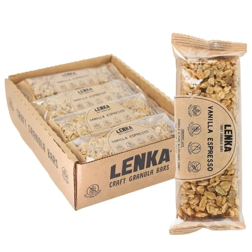 Vista 8 de Lenka Discovery - Paquete de 12 bocadillos de granola con alto contenido de fibra, caramelo salado, bayas omega, vainilla expreso, mantequilla