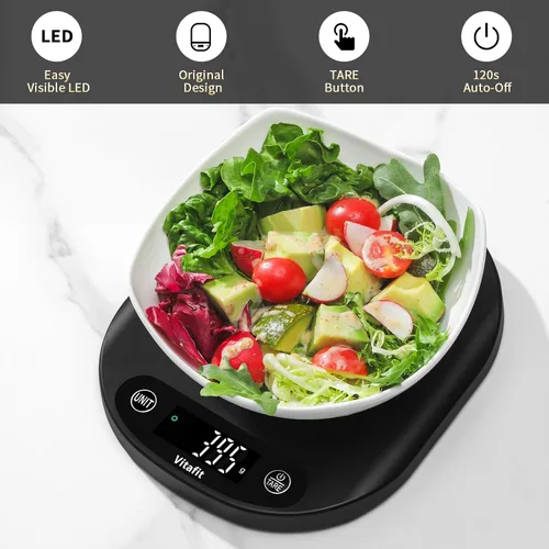 Vista 6 de Vitafit - Báscula digital para alimentos de 15 kg/33 lb de alta precisión de 0.1 oz/1 g, nuestra propia báscula de cocina de fábrica profesional