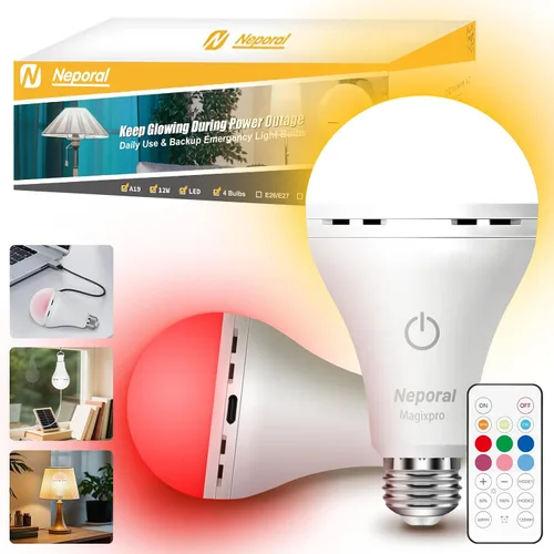 Vista 10 de Bombillas LED Recargables con Control Remoto MagixPro, Carga USB y Enchufe, Batería de 1800mAh, Bombilla LED Regulable para Lámparas Cableadas y No