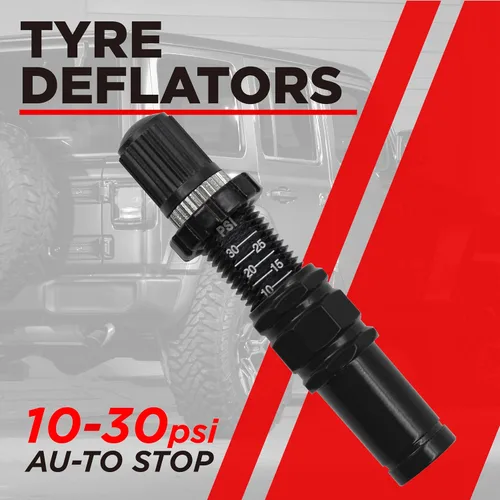 Vista 4 de Desinfladores de neumáticos, juego de 4 piezas ajustables con parada automática, 10-30 PSI, herramienta para reducir la presión del aire, accesorios