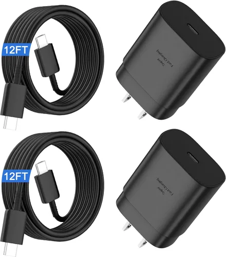 Vista 19 de Cargador súper rápido tipo C, bloque de cargador de pared rápido USB C de 25 W y cable de carga rápida súper largo de 8 pies para Samsung Galaxy