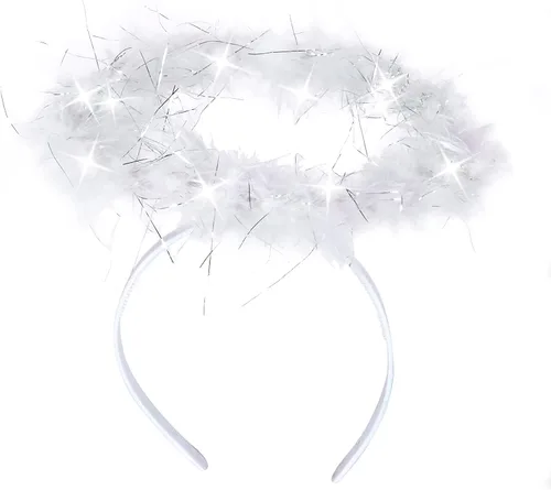 Vista 4 de Diadema de halo de ángel con luz color blanco LED ángel halo