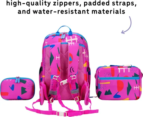 Vista 4 de Juego de mochila para niños de 16 pulgadas con bolsa de almuerzo aislada y estuche para lápices