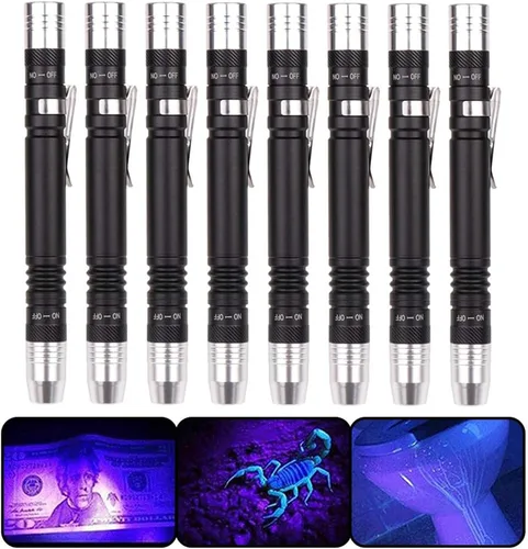 Vista 8 de Linternas de luz negra LED 2 en 1 linterna de pluma clip de antorcha detector de luz negra para 3 pilas AAA (paquete de 1)