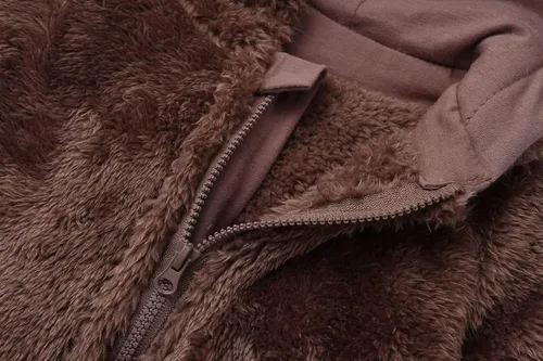 Vista 3 de Mameluco esponjoso con capucha de forro polar de manga larga con cremallera para bebé
