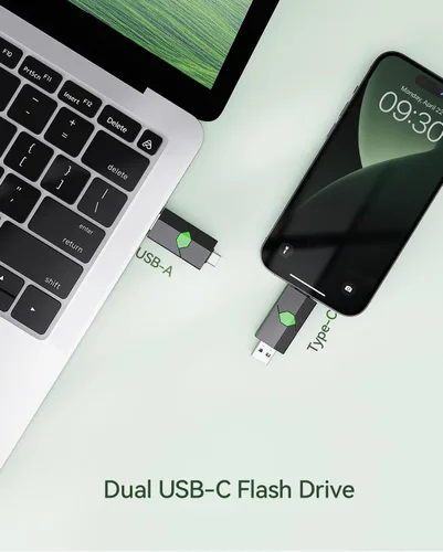 Vista 7 de K&ZZ Memorias USB C de 32 GB, paquete de 2 unidades flash dual 2 en 1 USB 3.0, memoria USB 3.0, carcasa deslizante a prueba de polvo, unidad USB