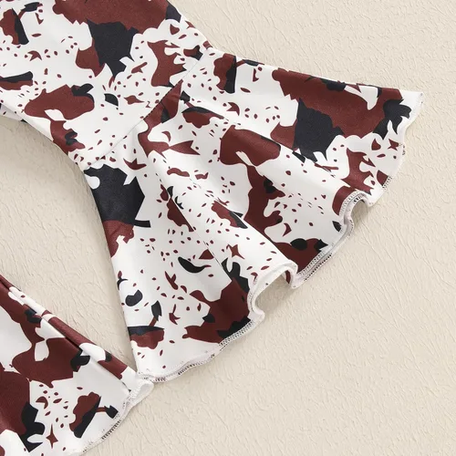 Vista 7 de Kaipiclos Ropa occidental para bebé niña, con lindo estampado con volantes, manga larga, pantalones para otoño e invierno, trajes de vaquera