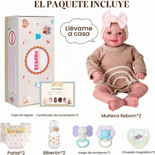 Vista 6 de BABESIDE Muñecas de bebé Reborn para nutrir el juego de simulación, muñeca realista de 17 pulgadas, cuerpo de tela suave, regalo para hermanas