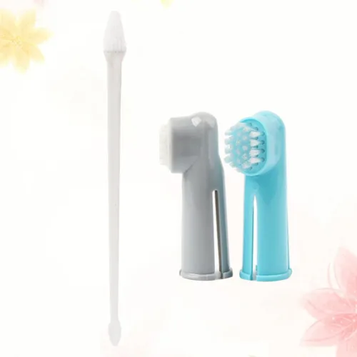Vista 7 de 4 Set PET Finger Toothbrush Double Head Plastic Dental Cleaning Tool
