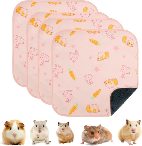 Vista 18 de Homimp 4 almohadillas para orina de conejillo de indias, autocalentables, para mantener el calor, lavables y antideslizantes, camas de animales Negro