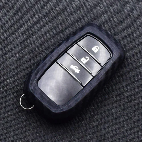 Vista 5 de iJDMTOY Funda de silicona suave con patrón de fibra de carbono, compatible con Toyota Mirai y JDM Importado Toyota Fortuner Hilux Land Cruiser Prado