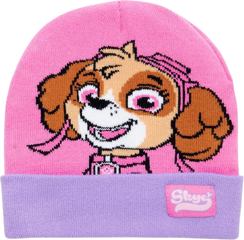 Vista 3 de Nickelodeon Sombrero de invierno para niñas de Paw Patrol y 2 pares de manoplas o guantes (edad 2-7)