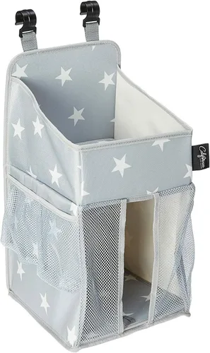 Vista 2 de Organizador de pañales con patrón de cheurón y organizador de guardería para bebés recién nacidos, colgar en la cuna, la cama del bebé. Cambiador