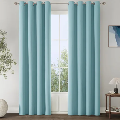 Vista 74 de ChrisDowa Cortinas 100% Opacas de Abedul Sólido de 45 Pulgadas de Largo, 2 Paneles para Dormitorio y Sala de Estar, Estilo Granja Oscurecedoras