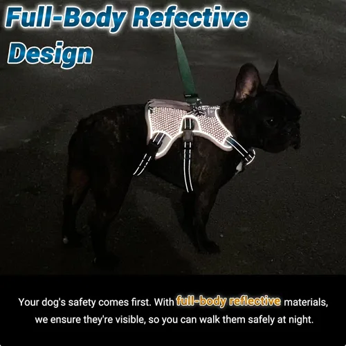 Vista 5 de Arnés de perro multiusos con soporte, arnés reflectante a prueba de escapes sin tirones ajustable con asa duradera, arnés para caminar para perros