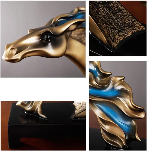 Vista 3 de Escultura de estatua china de feng shui hecha a mano Cabeza de caballo Cabeza de oveja Escultura de escritorio Decoración Sala de Estudio Sala