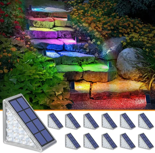 Vista 13 de NIORSUN Luces solares, impermeabilidad IP67, encendido/apagado automáticos, para escalones exterior, escalera, patio, porche, puerta delante, acera