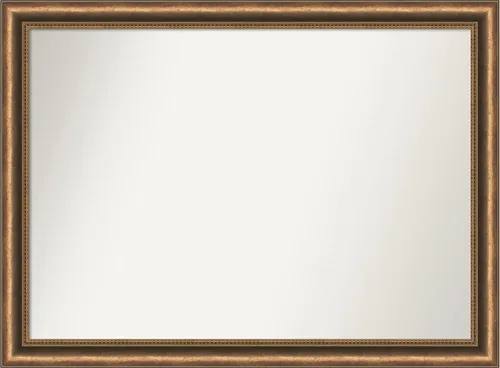 Vista 51 de Amanti Art Espejo de baño de bronce para sobre fregadero, 24 x 24 pulgadas, espejo de tocador cuadrado estrecho de bronce Manhattan, marco de madera
