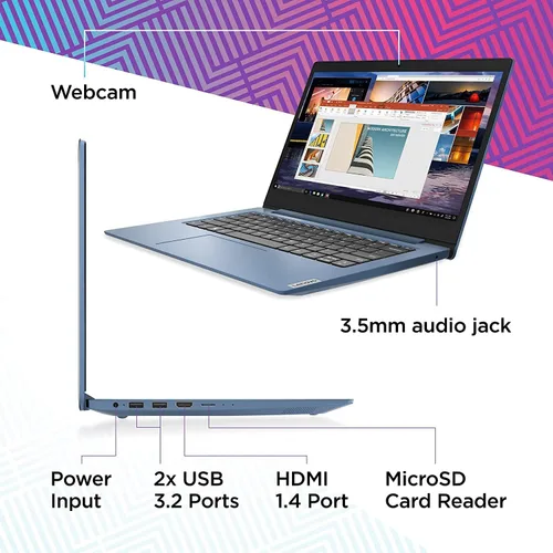 Vista 10 de Laptop Lenovo IdeaPad 3 modelo 2022, pantalla FHD de 15.6 pulgadas, procesador Intel de doble núcleo, gráficos Intel UHD, 20 GB RAM, 256 GB PCIe