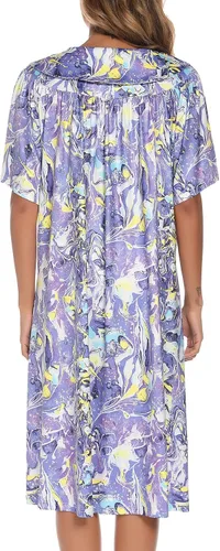 Vista 5 de AVIIER Vestido de casa para mujer, manga corta, vestidos de descanso Mumu con bolsillos