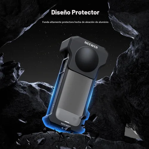 Vista 5 de NEEWER Jaula de cámara para Insta 360 X4, funda protectora compatible con Insta360 X 4, plataforma de video de aleación de aluminio de liberación