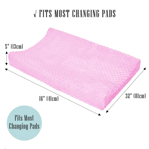 Vista 5 de Cute Castle Funda para cambiador, fundas de felpa ultra suaves con lunares de frijoles, transpirables, sábanas para cambiador de bebé para niño