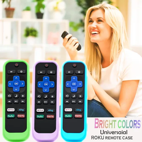 Vista 6 de Funda para TCL Roku TV RC280 Remoto, cubierta de batería para Hisense Roku Remoto Reemplazo de Silicona Universal Funda Piel Brillante