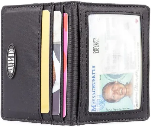 Vista 4 de Big Skinny Cartera New Yorker con bloqueo RFID, bolsillo frontal, microfibra de nailon, color negro
