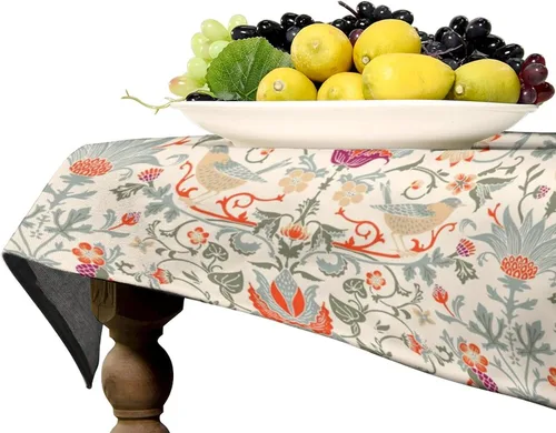 Vista 286 de Mantel Floral Retro de Pájaros, Diseño Original Bohemio William Morris Estampado Cubierta de Mesa para Hogar Picnic Fiesta Comedor Cocina William