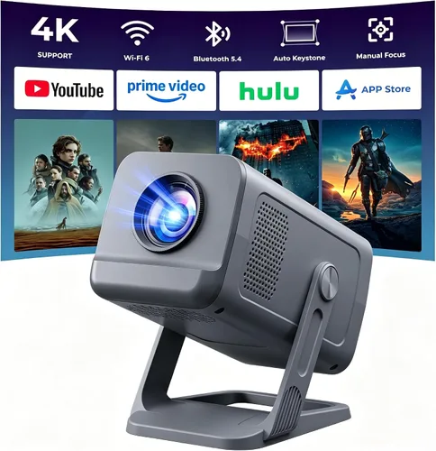 Vista 11 de Mini proyector con WiFi y Bluetooth, proyector portátil 4K 1080P soporte