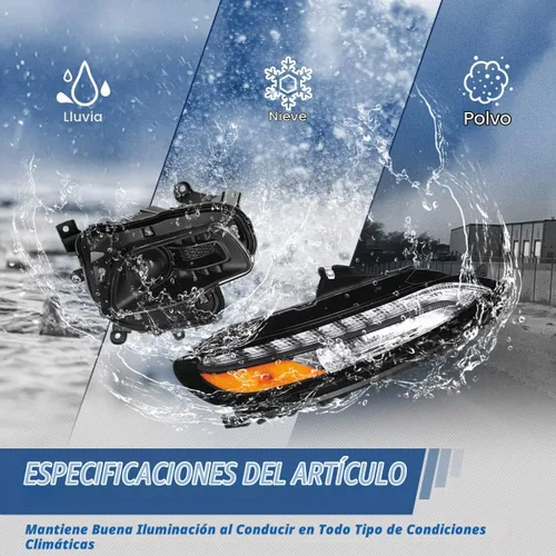 Vista 7 de Auto Dynasty Conjunto de faros LED DRL compatibles con Jeep Cherokee 2014-2018, 4 pares de faros halógenos de repuesto con tira de luz