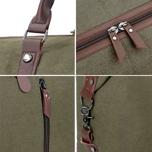 Vista 3 de Wohlbege Bolso de viaje de gran capacidad para hombre, bolso cruzado de fin de semana, bolso de mensajero de hombro para hombre, bolso de lona