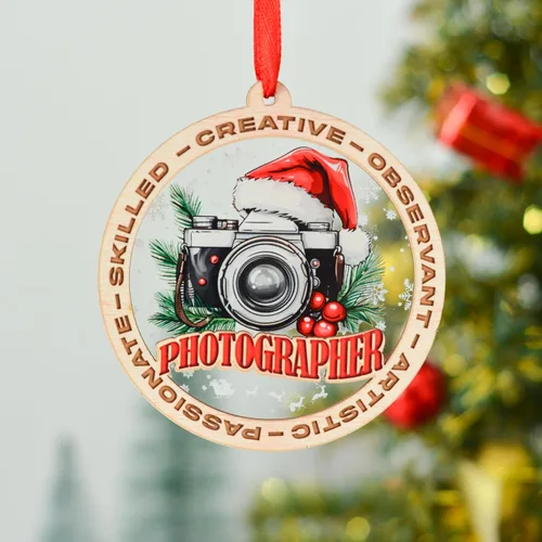 Vista 5 de Adorno de Navidad para fotógrafo, adorno de fotógrafo para árbol de Navidad, regalo de Navidad para amantes de la cámara, recuerdo para entusiastas