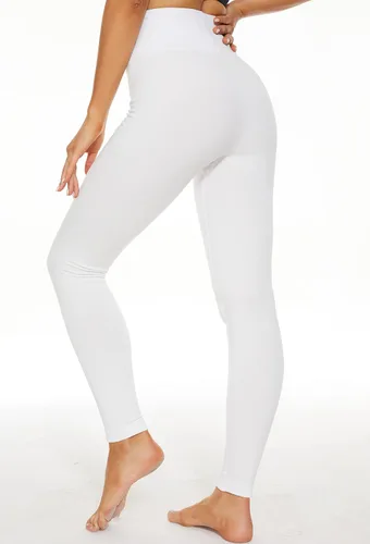 Vista 2 de FLINXE Leggings gruesos con forro polar para mujer, leggings de cintura alta, cálidos, suaves, sin costuras, leggings de yoga