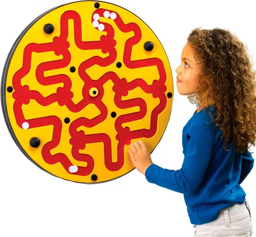 Vista 10 de Amazer - Tabla de actividades de pared para niños pequeños, actividad interactiva de pared para niños, juego colorido de rueda de laberinto Azul