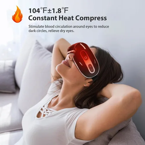 Vista 3 de Masajeador ocular con calor y frío para migrañas, ojos secos - Máscara masajeadora de ojos para relajación, regalo para mujeres y hombres