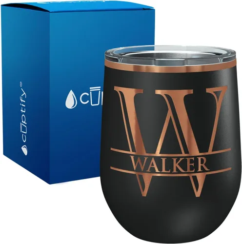 Vista 87 de Vaso personalizado de regalo de cumpleaños para mujeres y hombres, con monograma de escritura dividida, inicial y nombre grabado en negro, taza