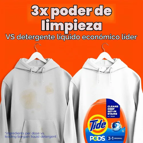 Vista 2 de Tide PODS - Cápsulas de detergente líquido para lavandería, compatible con lavadoras de alta eficiencia, 76 unidades, limpieza potente 3 en 1 en un