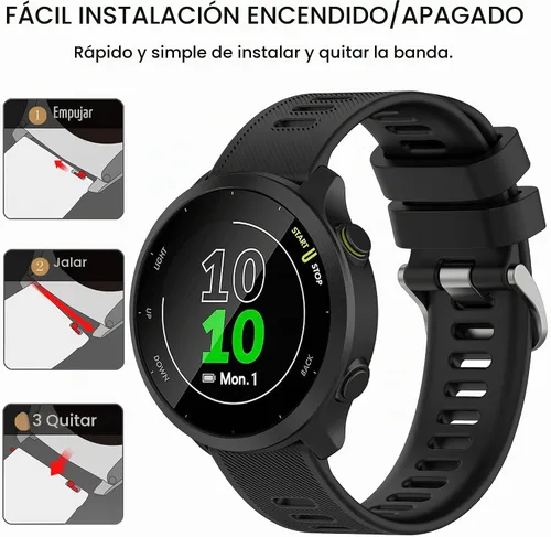 Vista 5 de Correa para Garmin Forerunner 55, banda de liberación rápida de repuesto para Garmin Forerunner 158 (sin rastreador, bandas de repuesto solamente)
