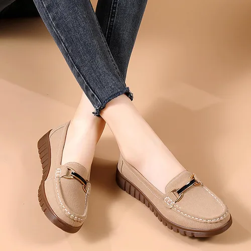 Vista 7 de DirraBra Mocasines casuales de gamuza para mujer, cómodos, con plataforma, para caminar, ligeros, antideslizantes, con plataforma
