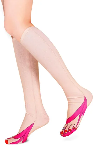 Vista 2 de Benefeet Sox Calcetines altos hasta la rodilla para mujeres y niñas, calcetines lindos sobre la pantorrilla, calcetines con impresión 3D, calcetines